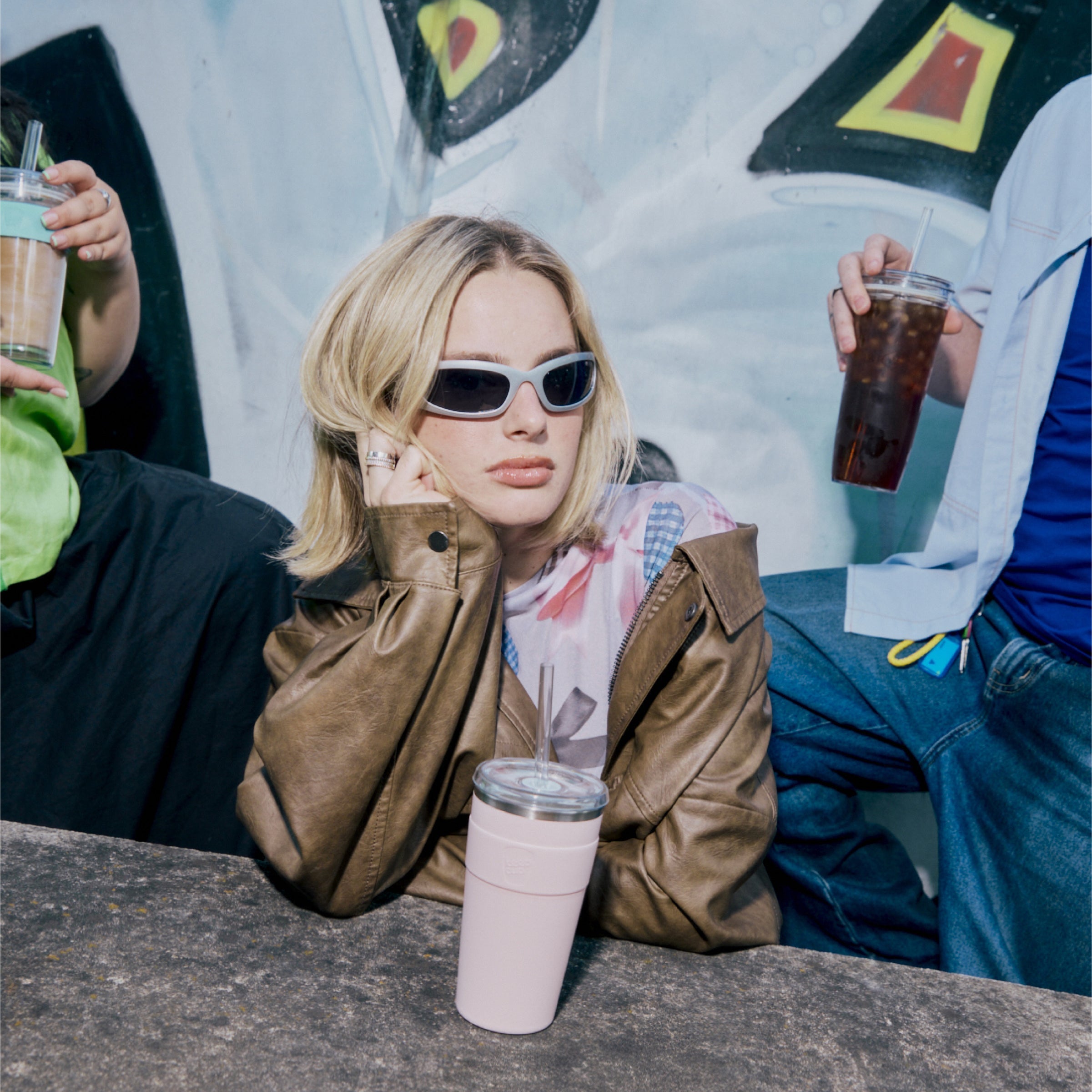 KeepCup Thermal Iced Coffee cup with cool girl in sunnies