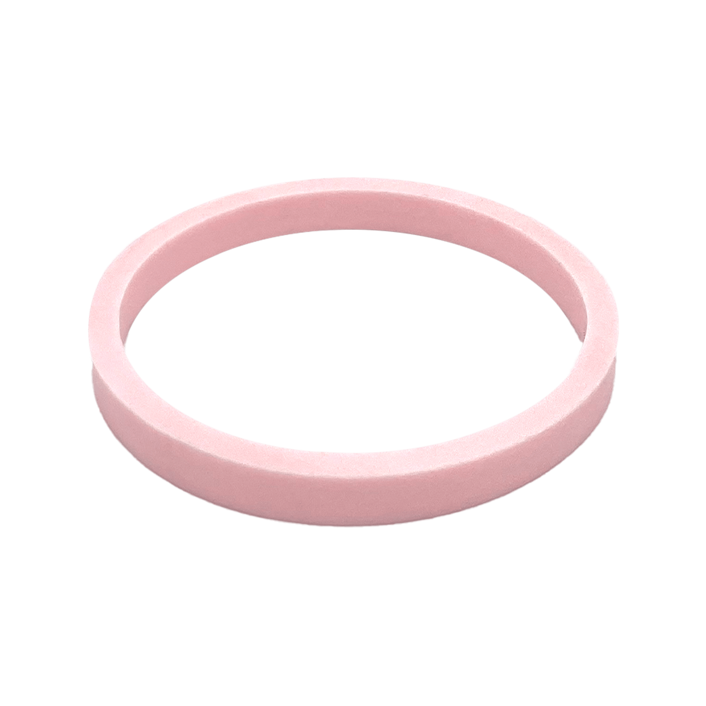Gasket Helix Light Bottle Lid in Pashmak Pink, a soft pink silicone ring shown at a slight angle against a white background, displaying its circular shape and flat profile.