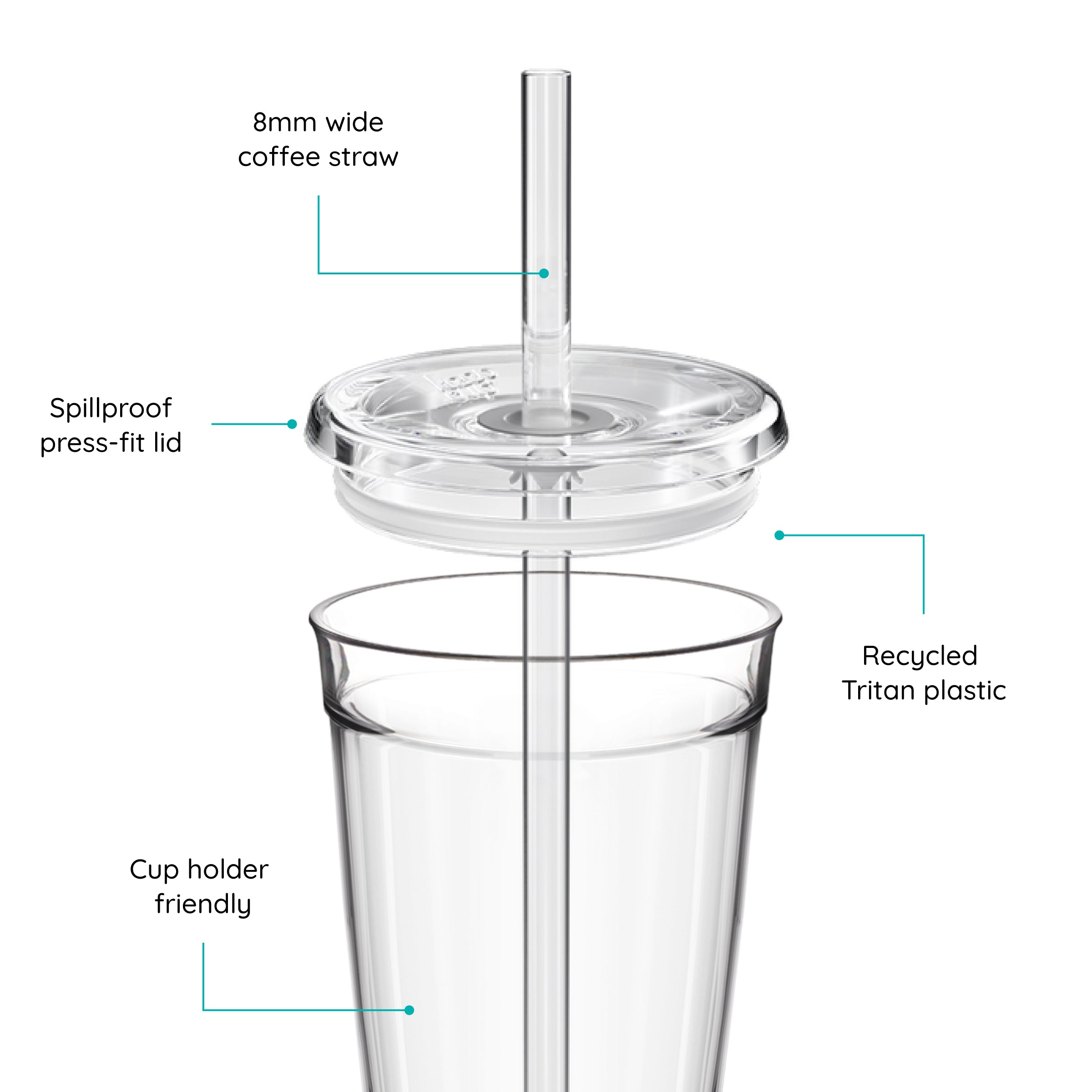 Cold Cup Original with lid and straw, featuring labels on a white background