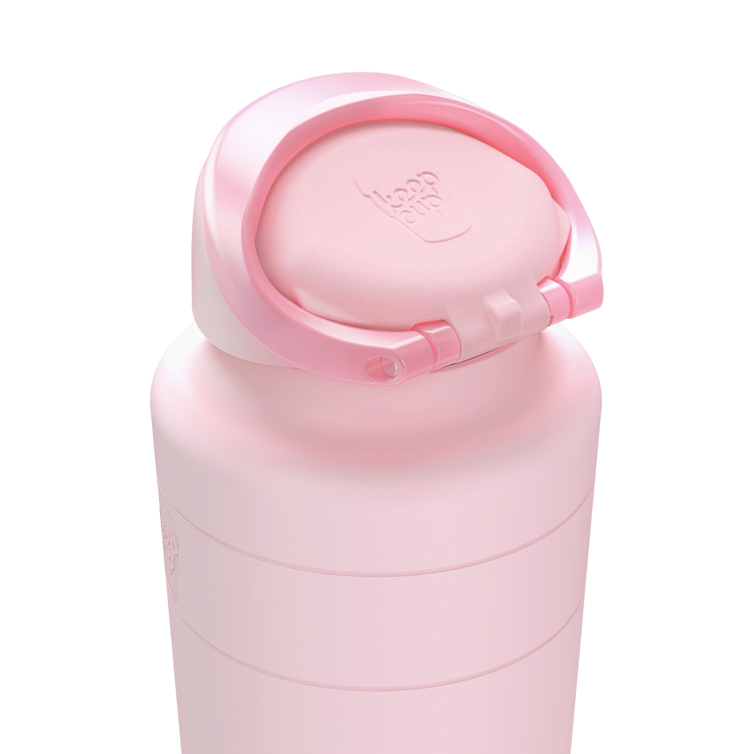 Pink water bottle with a lid on a transparent background