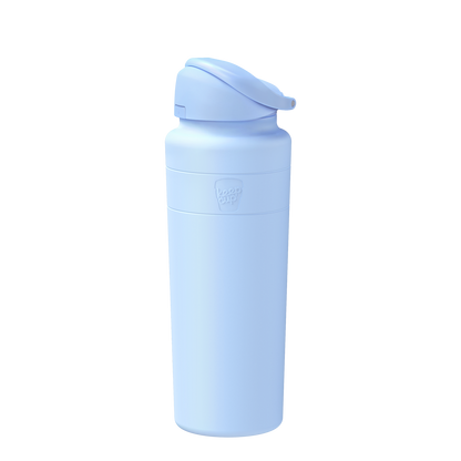 Orchid water bottle with a flip lid on a transparent background