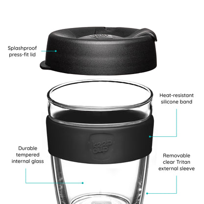 An exploded view diagram of a Longplay Cup with labels pointing to its features.
