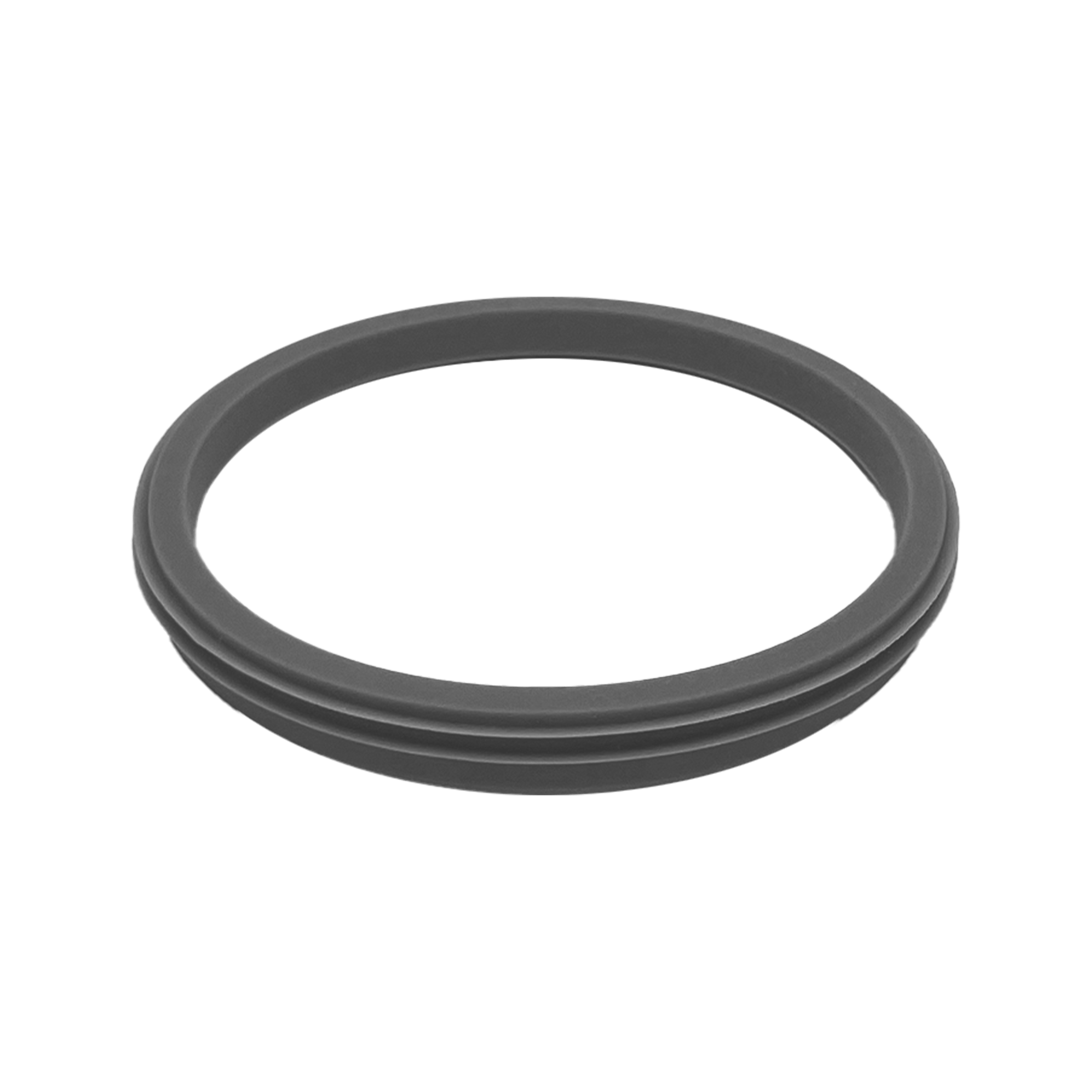 Cool Grey gasket for KeepCup Thermal Straw Lid, shown at an angle on a plain white background, displaying the circular rubber seal with its ridged profile design.