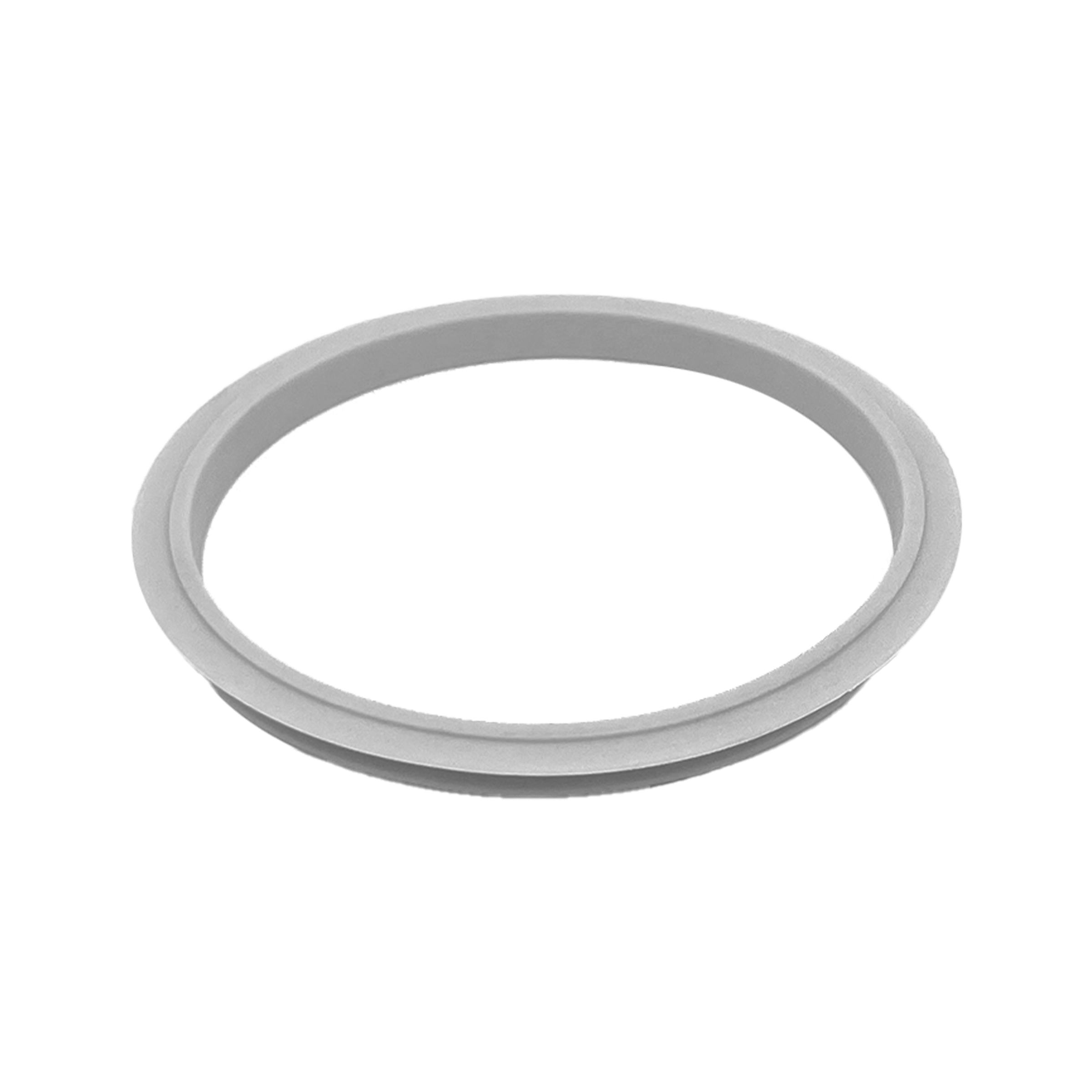 Light grey silicone gasket for the KeepCup Straw Lid - Brew, shown at an angle against a white background, displaying its circular ring shape and flexible material.