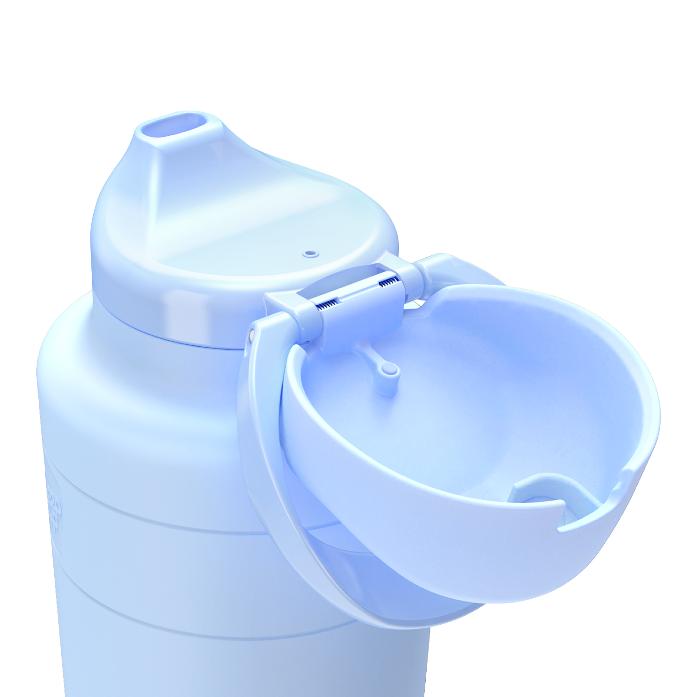 Orchid water bottle with open lid on a transparent background